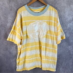 We the Free People Maui Tee Women L Yellow White Stripe Mermaid Shirt Sold Out